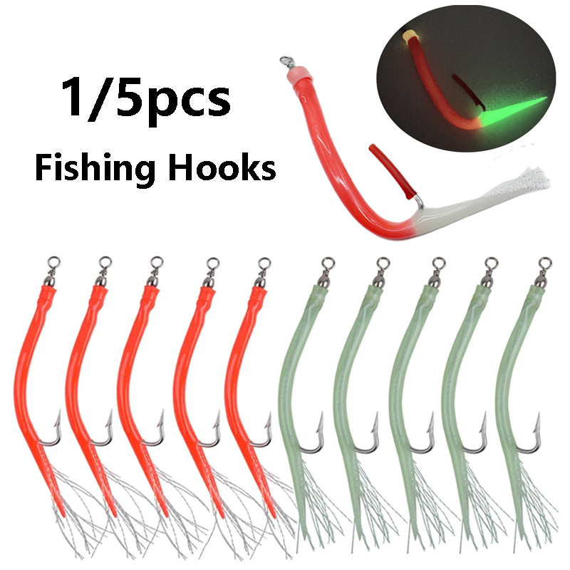 1/5Pcs CodfishFishing Eel Tube - Fishing Hook Offset บทวิจารณ์และราคา