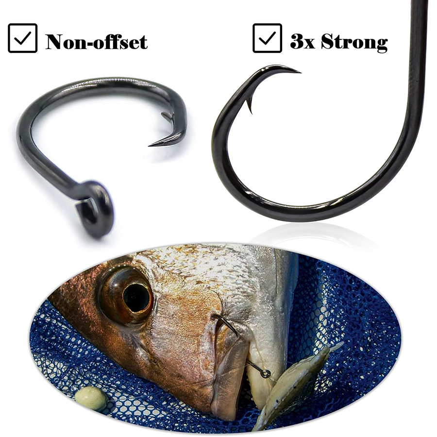 Circle Hooks 3X Strong Saltwat - Fishing Hook Offset บทวิจารณ์และราคา