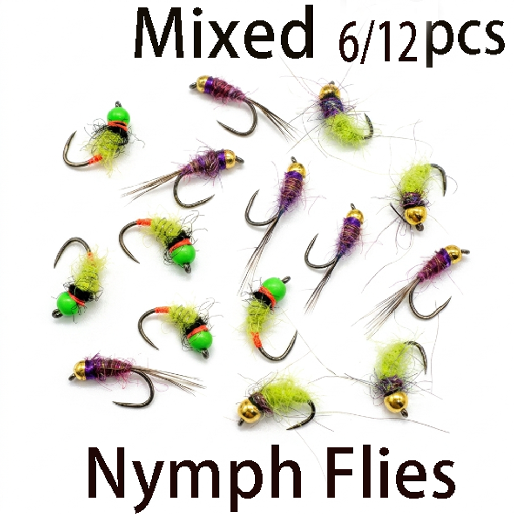6/12Pcs Mixed Wet Nymph Fly Fi - Fishing Hook Assortment บทวิจารณ์และราคา