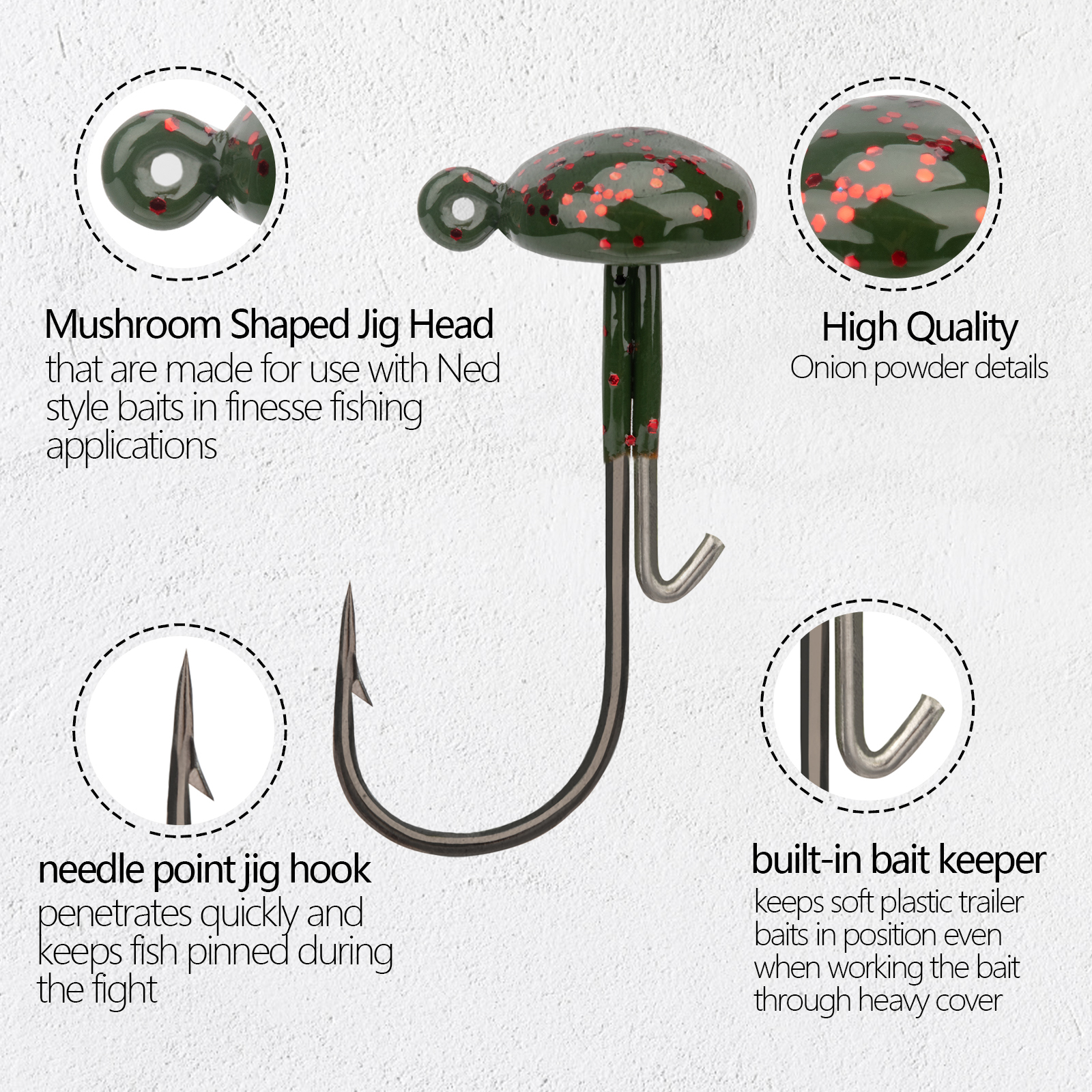 THKFISH 20pcs Ned Rig Jig Head - Fishing Hook Weedless บทวิจารณ์และราคา