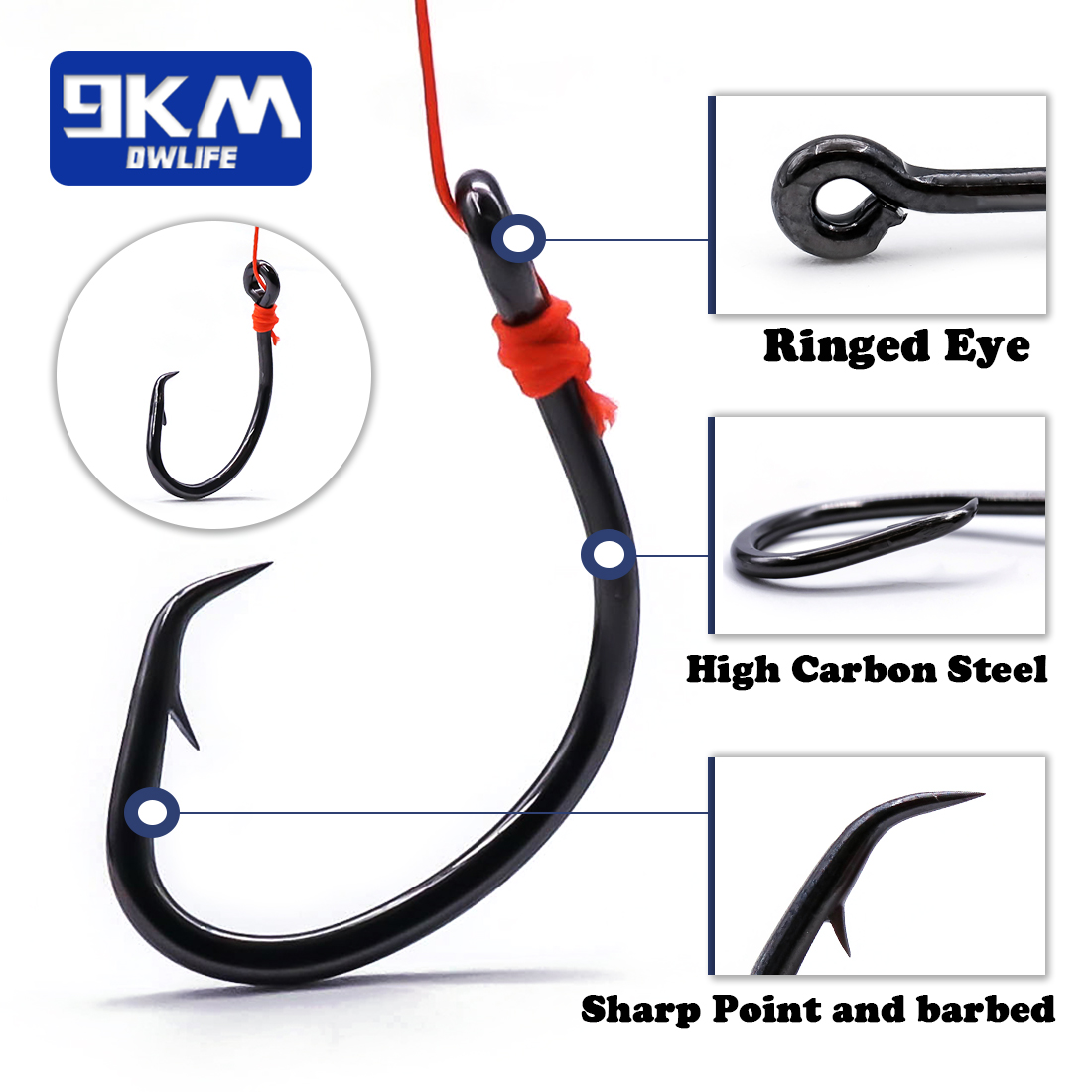 9KM Circle Hooks 25~50Pcs Salt - Fishing Hook Offset บทวิจารณ์และราคา