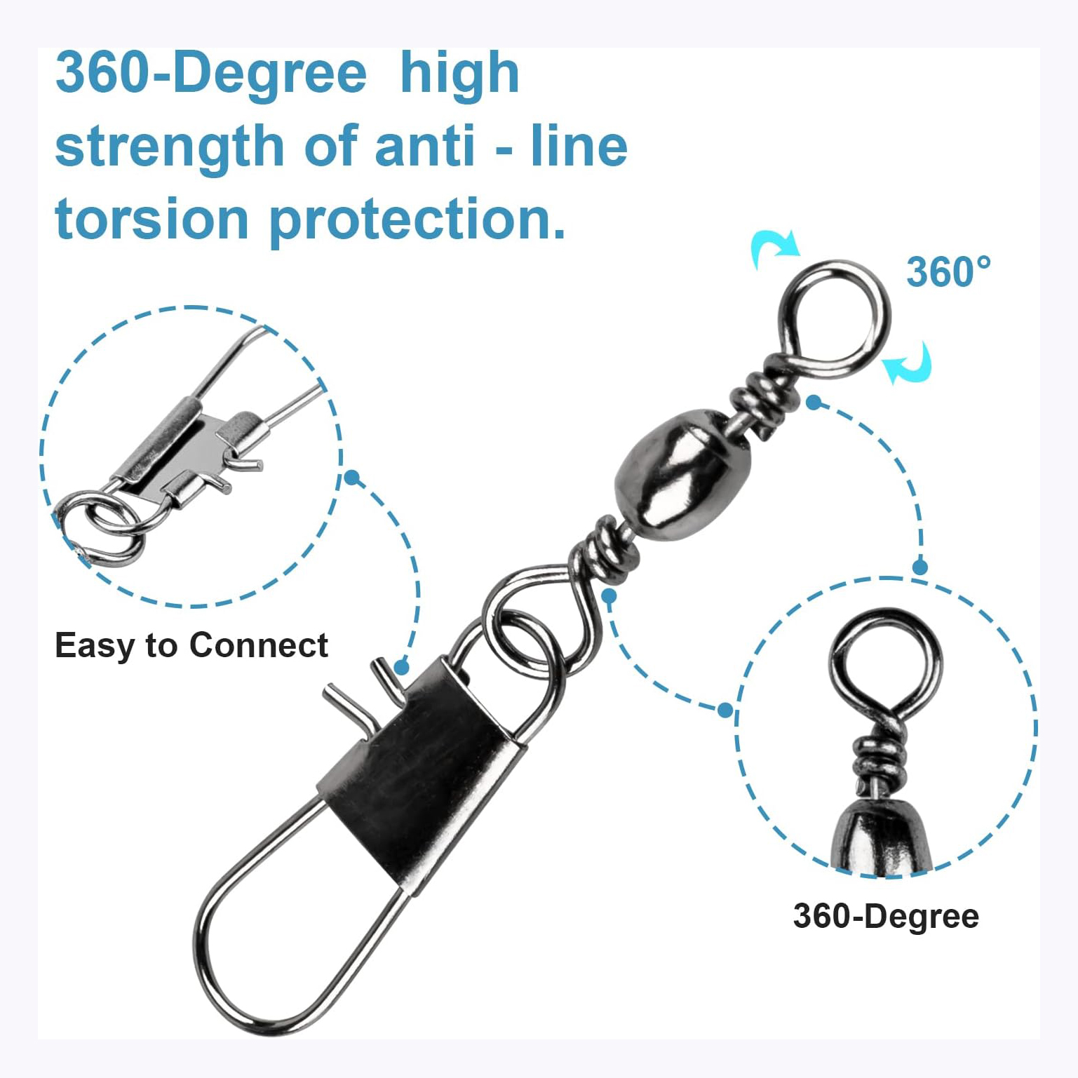 100Pcs/Lot 4#6#8#10#12# Swivel - Fishing Hook Stainless Steel บทวิจารณ์และราคา