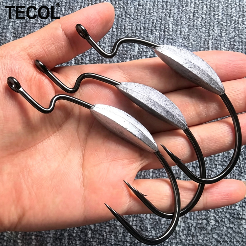 TECOL 3PCS 6/0 8/0 10/0 Weight - Fishing Hook Offset บทวิจารณ์และราคา