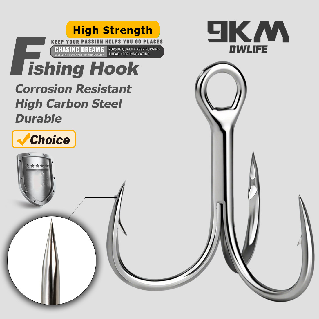 9KM Saltwater Treble Hooks 3X  - Fishing Hook Offset บทวิจารณ์และราคา