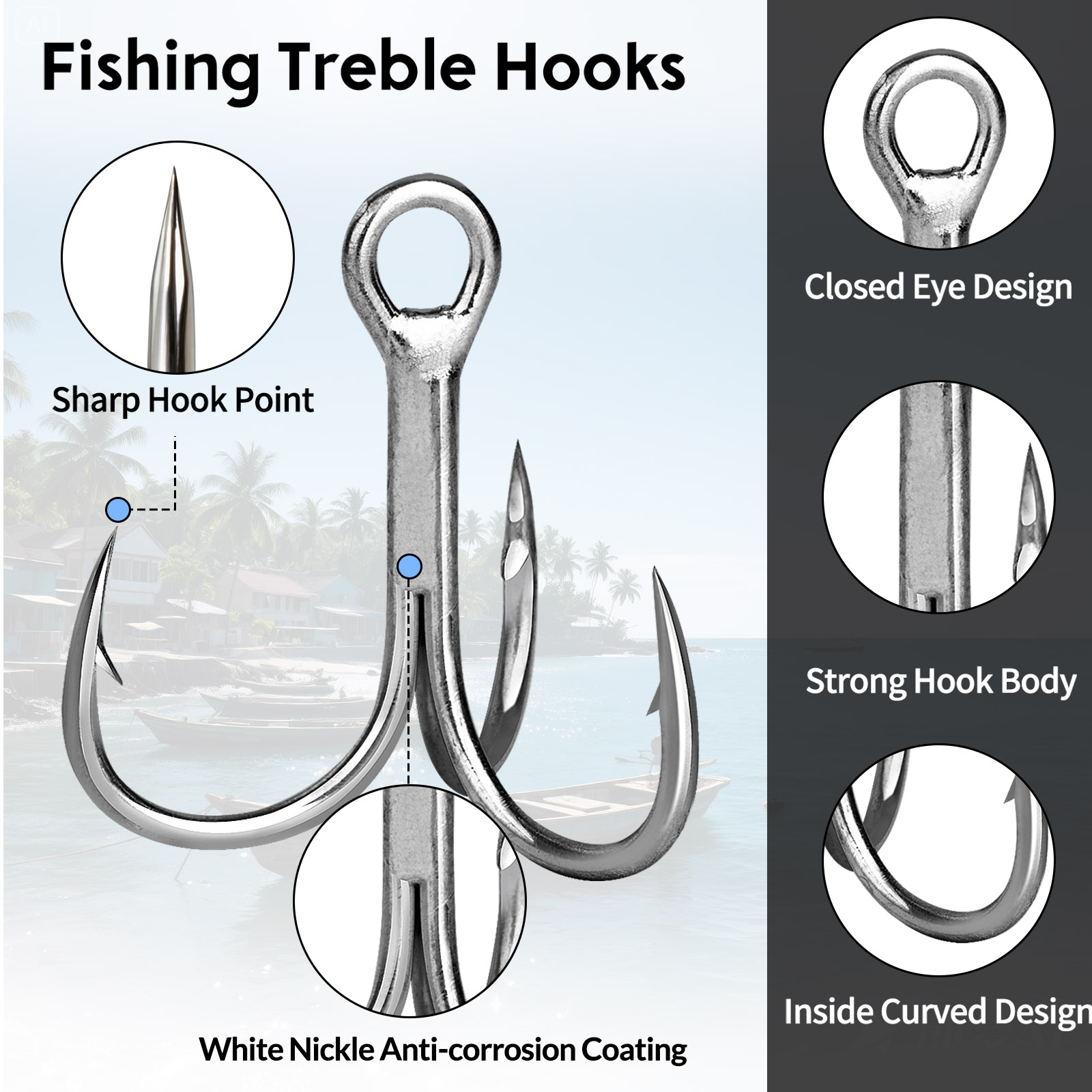 9KM Saltwater Treble Hooks 3X  - Fishing Hook Offset บทวิจารณ์และราคา