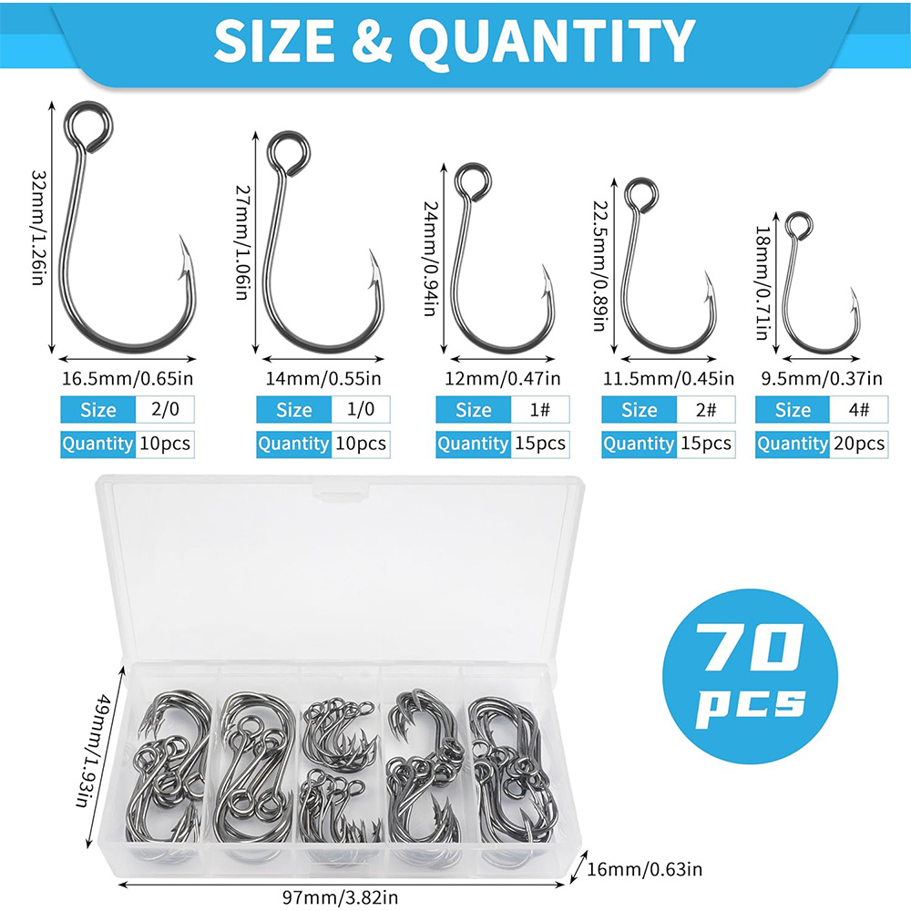 70Pcs Fishing Inline Single Ho - Fishing Hook Circle บทวิจารณ์และราคา