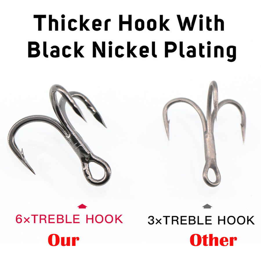 6X Fishing Treble Hooks Black  - Fishing Hook Assortment บทวิจารณ์และราคา