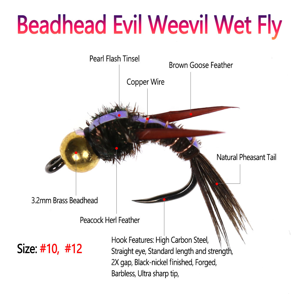 Bimoo 8pcs Brass Beadhead Evil - Fishing Hook Barbless บทวิจารณ์และราคา