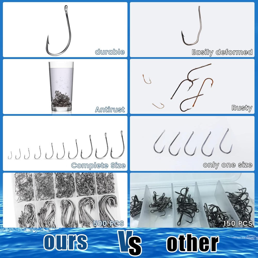 500Pcs/90Pcs Carbon Steel Fish - Fishing Hook Size บทวิจารณ์และราคา