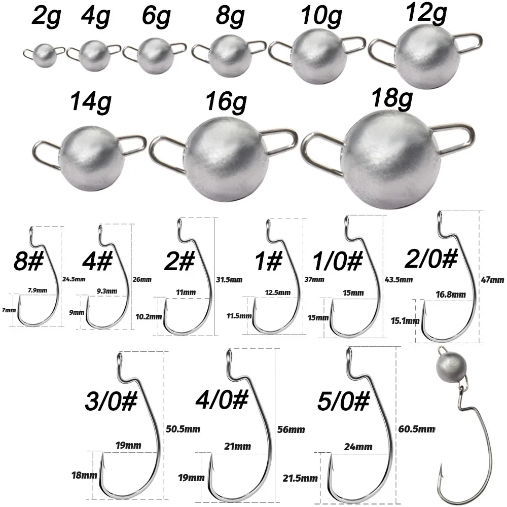 5pcs Metal Jig Head Worm Hooks - Fishing Hook Offset บทวิจารณ์และราคา