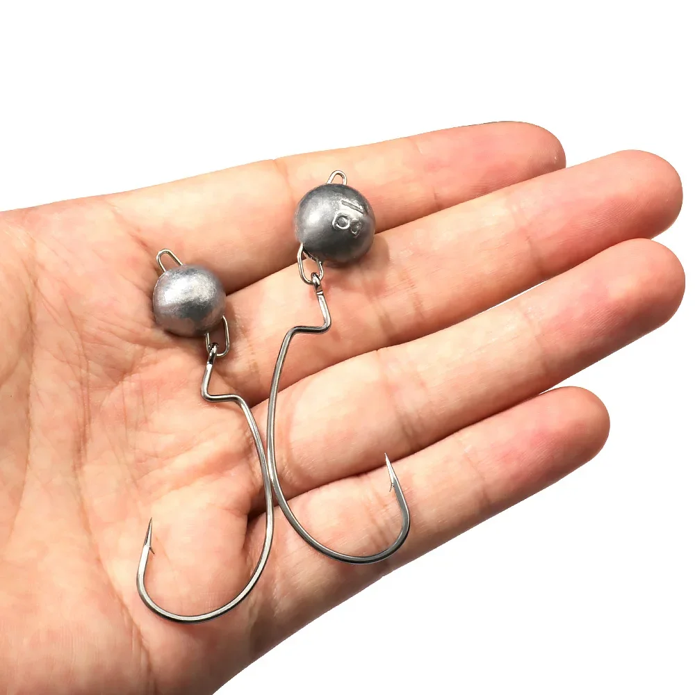 5pcs Metal Jig Head Worm Hooks - Fishing Hook Offset บทวิจารณ์และราคา
